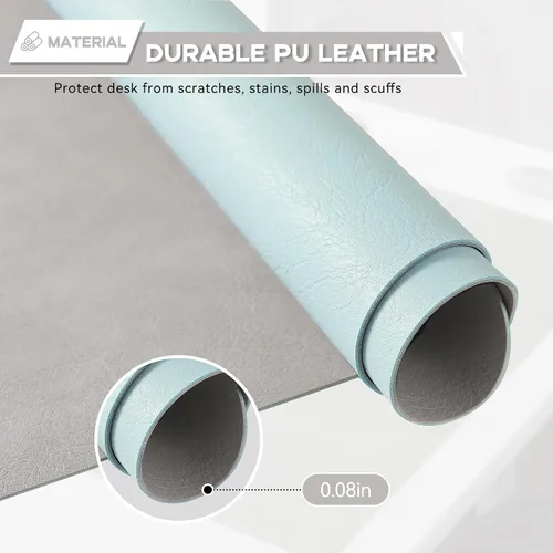 Vista 4 de Reniteco Protector de cuero para escritorio, alfombrilla de mouse de cuero, alfombrilla de escritorio de poliuretano de doble cara, alfombrilla