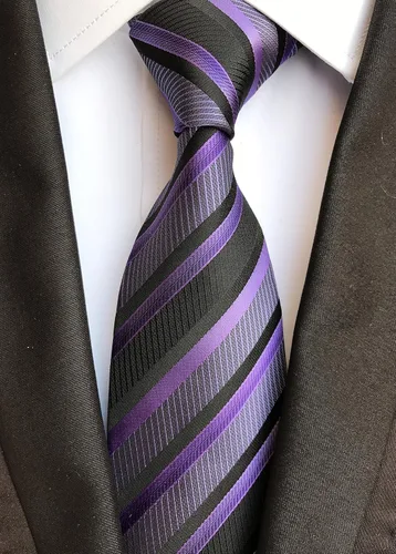 Vista 152 de Secdtie Corbata clásica de seda tejida jacquard a rayas para hombre