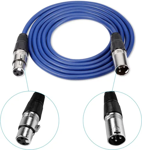 Vista 3 de NEEWER Paquete de 6 cables de micrófono de 3 pies/3.3 ft, XLR macho a XLR hembra, cables de audio de color serpiente