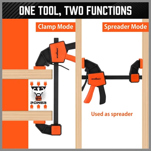 Vista 5 de HORUSDY Abrazaderas de barra de 6 pulgadas para carpintería, paquete de 2 abrazaderas de agarre rápido, abrazadera F resistente y separador