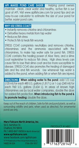Vista 2 de API POND STRESS COAT - Acondicionador de agua para estanque, botella de 1 galón