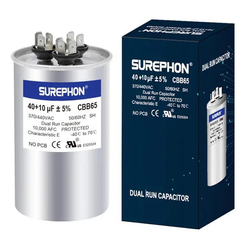 Vista 30 de 40+5 uF 40/5 MFD ±5% 370V/440VAC Condensador de Arranque y Funcionamiento Dual CBB65B Funciona para Motor de Ventilador de Unidad de Aire