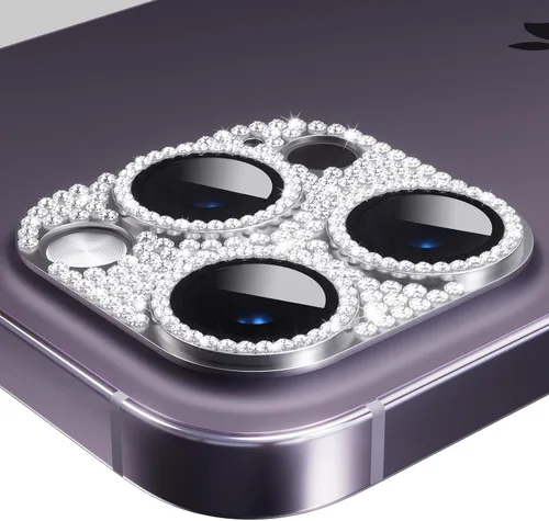 Vista 14 de AKABEILA Compatible con cámara iPhone 11 Pro Max/11 Pro, protector de lente con diamantes de imitación, protección de vidrio templado 9H, Negro