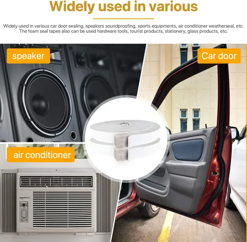 Vista 7 de Burlete de espuma para aire acondicionado - 2 rollos, 1 pulgada de ancho x 1 pulgada de grosor, total de 13 pies de largo, cinta aislante de espuma