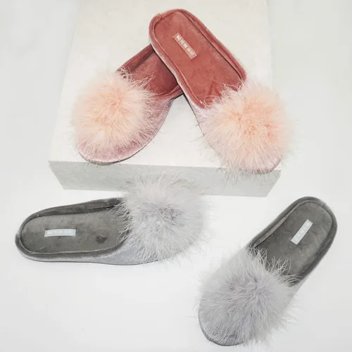Vista 2 de BCTEX COLL - Pantuflas de terciopelo acogedoras para mujer, con espuma viscoelástica, mullida, suela antideslizante, para el hogar y el dormitorio