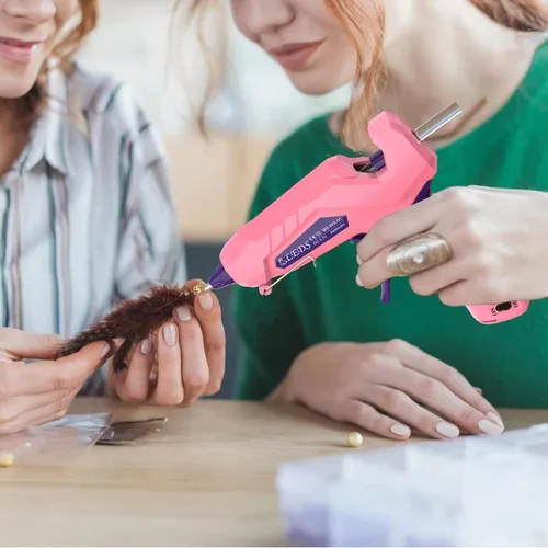 Vista 8 de BLEDS Pistola de pegamento caliente inalámbrica, kit de mini pistola de pegamento de precalentamiento rápido con 30 barras de pegamento y estuche