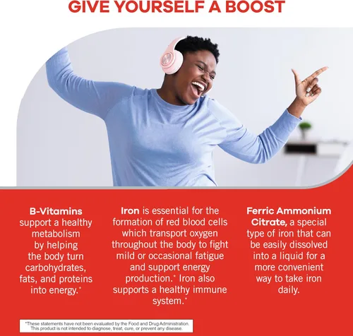 Vista 3 de Geritol, Suplemento líquido de vitamina y hierro, apoyo energético, contiene vitaminas B de alta potencia y hierro, sabor agradable, fácil