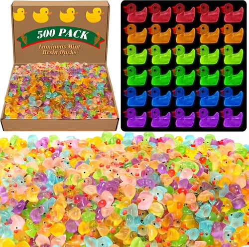 Vista 8 de Barydat 125 piezas de mini patos de resina que brillan en la oscuridad