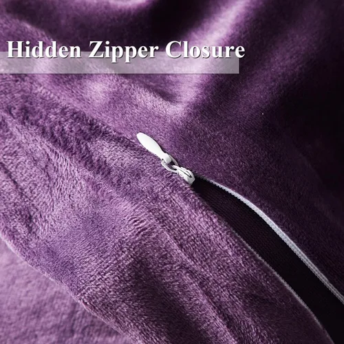Vista 7 de Ivellow Funda de edredón de terciopelo de tamaño queen, color morado, 3 piezas, ultrasuave, transpirable, de terciopelo de franela, cierre