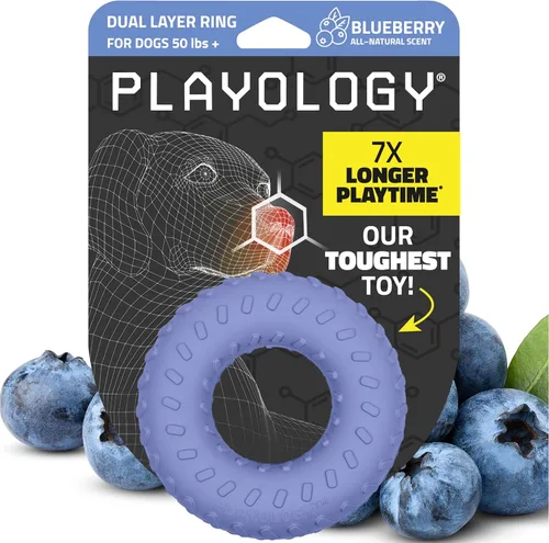 Vista 17 de Playology Juguetes para Perros Anillo de Doble Capa Juguete de Masticar Duradero para Masticadores Agresivos Pequeño Juguete Perfumado