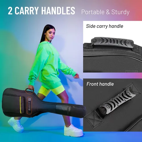 Vista 4 de Funda para Bajo Eléctrico CAHAYA con Acolchado de 0.3 Pulgadas, Mochila Rígida, Estuche Blando, Negro, CY0222