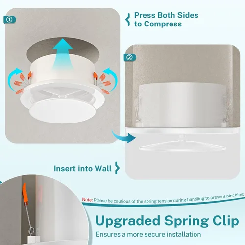 Vista 5 de HG Power - Ventilación de 4 pulgadas con panel ajustable y pantalla de malla extraíble, difusor de techo ABS con diseño de clip de bloqueo