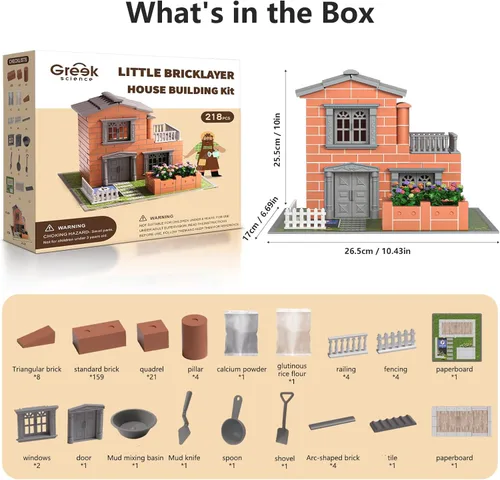 Vista 2 de Mini kit de construcción de casa para niños de 8 años en adelante, juguetes de construcción de bloques con mini ladrillos reales, regalos creativos
