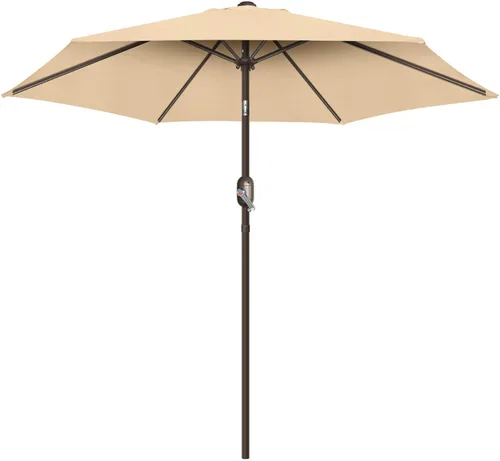 Vista 18 de Sombrilla de patio de 7.5 pies/9 pies, sombrilla de piscina con protección UV con poste resistente, sombrilla para exteriores con botón