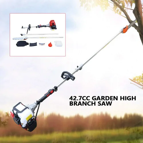 Vista 3 de Sierra de poste de 2 tiempos de 42,7 cc, con barra de extensión, sierra de árbol de largo alcance, sierra de ramas altas, herramientas
