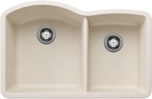 Vista 4 de BLANCO, Anthracite 440179 DIAMOND SILGRANIT 60/40 - Fregadero de cocina con doble cuenco con división baja, 32 x 21 pulgadas