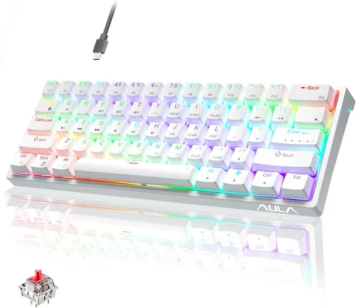 Vista 8 de AULA Teclado mecánico para juegos 60 % con cable, 29 teclados intercambiables en caliente personalizados retroiluminados RGB, interruptor marrón