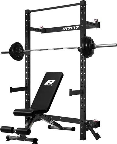 Vista 14 de RitFit 2.36'' x 2.36'' Folding Squat Rack for Home Gym, Wall Mounted Squat Rack with Attachments - Space Saving Squat Power Rack