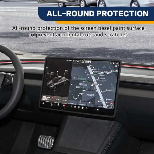 Vista 3 de Marco Protector de Pantalla Compatible con Model 3 Model Y 2019-2024, Marco Protector de Borde de Pantalla de Silicona, Accesorios