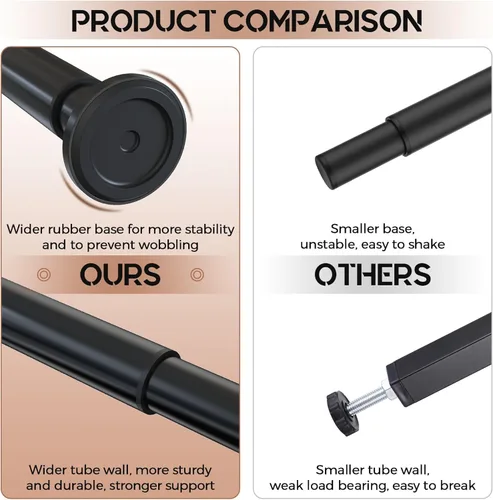 Vista 4 de 2 patas de soporte de marco de cama de altura ajustable, patas de soporte de marco de cama de acero extra resistentes con base de goma más ancha