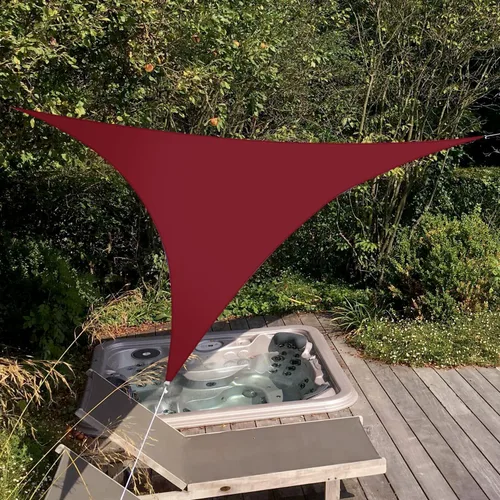 Vista 5 de Patio Paradise - Toldo parasol impermeable de 5 x 5 x 5 pies, diseño de triángulo, color rojo, 95% de bloqueo de rayos UV, para Patio Cover