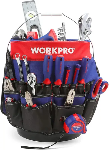 WORKPRO Bucket Tool Organizer with 51 Pockets Fits to 3.5-5 Gallon Bucket (Tools Excluded)