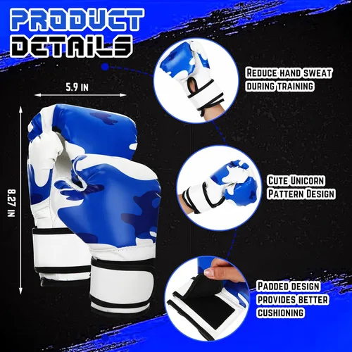 Vista 2 de Set de protección para la cabeza y guantes de boxeo Arrowbash para niños, guantes de boxeo de 6 oz y protección para la cabeza de lucha