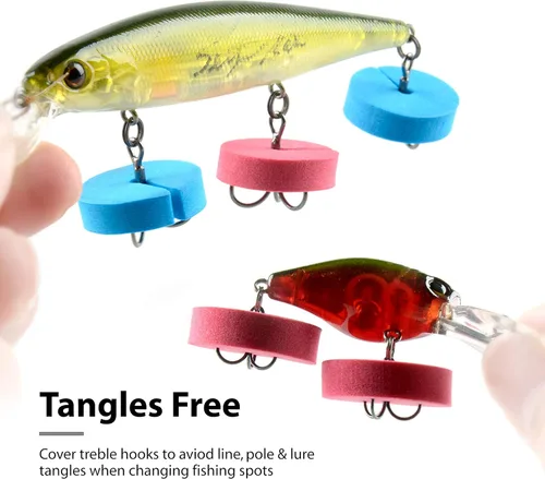 Vista 2 de Cubiertas de gancho de pesca, capó de gancho, protectores de gancho agudos, talla única, sin enredos, material EVA, tapas de gancho de pesca que