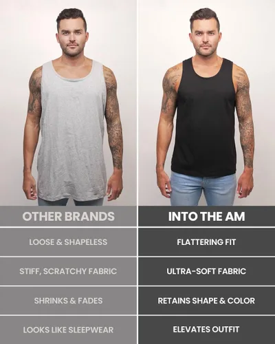 Vista 4 de INTO THE AM Camisetas básicas sin mangas para hombre, lisas, mínimas, para ejercicio de playa, uso casual, tallas S a 2XL