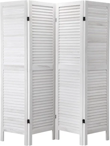 JAXPETY Divisor de habitación con listones de madera de 4 paneles, 5.6 pies de alto, oriental, plegable, independiente, separadores de habitación
