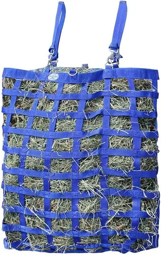 Caballo Tough Super Tough Bottom Tres Caras Alimentación Lenta Bolsa de Heno Apertura 3" X 3" Tamaño 22" X 25.5" X 9" Azul Real
