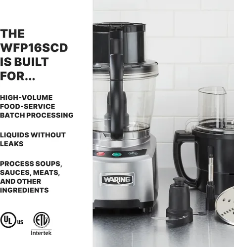 Vista 2 de Waring WFP16SCD - Procesador comercial de alimentos de alimentación continua de 4 cuartos de galón, motor de 2 HP, tubo de alimentación extragrande