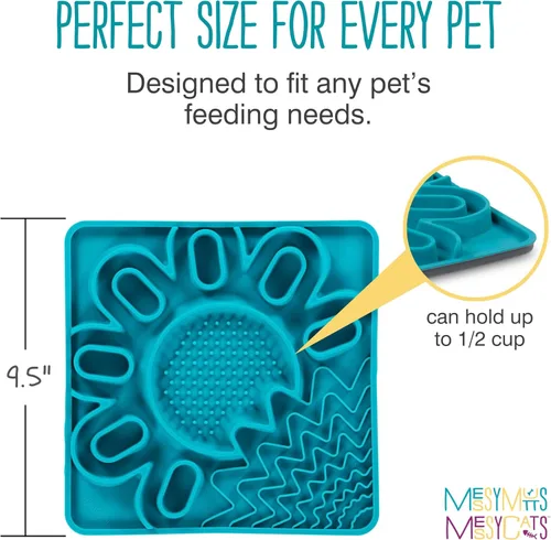 Vista 4 de Messy Mutts and Cats - Alfombrilla de silicona enmarcada para lamer multisuperficie, 9.5 x 9.5 pulgadas, tapete de alimentación lenta