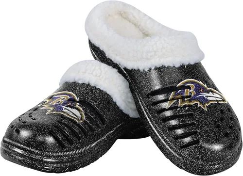 Vista 13 de FOCO - Zuecos con logotipo del equipo de la NFL para mujer, forro de sherpa y brillo