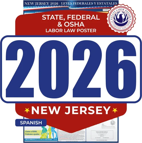Vista 11 de Póster de la ley laboral estatal y federal de Nueva Jersey 2026 - Versión en inglés - Cumple con OSHA Workplace - Publicación de regulaciones