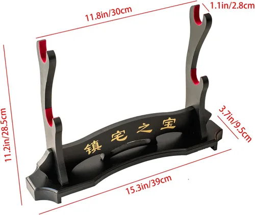 Vista 2 de Soporte para espada samurái, soporte para espada Katana Wakizashi Tanto de terciopelo acolchado para colgar en la pared, estante para espadas
