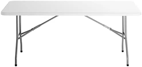 Vista 2 de PRO&Family Paquete de 5 mesas plegables de plástico blanco de 30 x 72 pulgadas. Mesa de bar plegable para escritorio, mesa de café, mesa