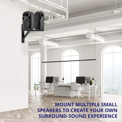 Vista 6 de LyxPro LYXWSB15B - Soporte de altavoz de montaje en pared para audio profesional, juego de 2 pares de soportes de metal resistente, soporta 90