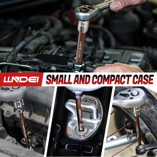 Vista 7 de LLNDEI Juego de dados de broca hexagonal Allen extra largo de 3/8 pulgadas con accionamiento, 19 piezas - Juego estándar SAE y métrico