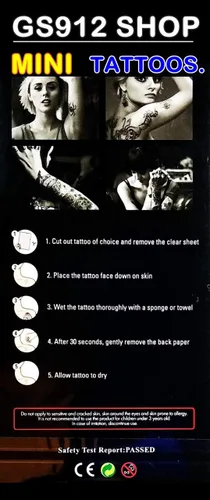 Vista 4 de Mini tatuajes, 2 hojas de tijeras, tatuaje temporal, calcomanías de dibujos animados de moda, maquillaje falso, arte corporal, tatuaje impermeable