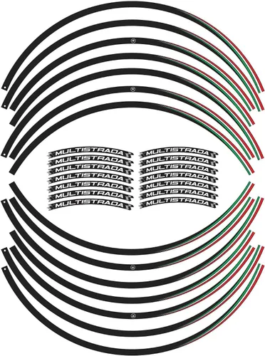 Vista 2 de labelbike - Stickers Stripes Motorcycle Rims Wheels 17-19 Tuning Protection Kit Compatible with Ducati Multistrada v4 Black Italy