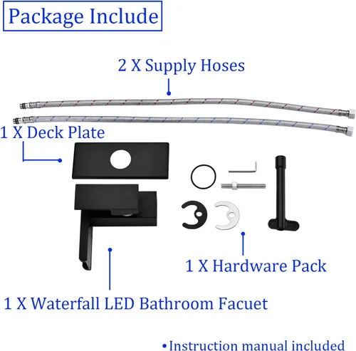 Vista 6 de Grifo para el fregadero del cuarto de baño con 3 colores cambiantes LED, cascada, caño