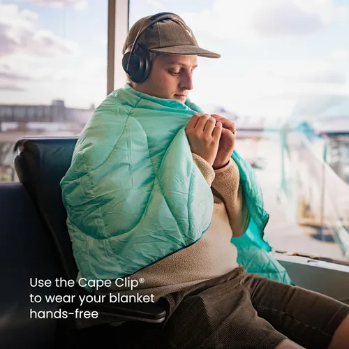 Vista 5 de Rumpl Manta hinchada de viaje, calidez y comodidad de tamaño de viaje, ultra plegable, color baya desvanecida