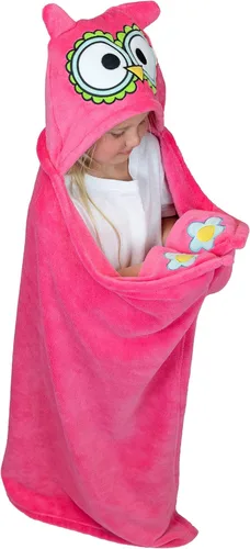 Vista 17 de Manta con capucha para llevar puesta Lazy One para niños, manta con capucha de animales (Oso)