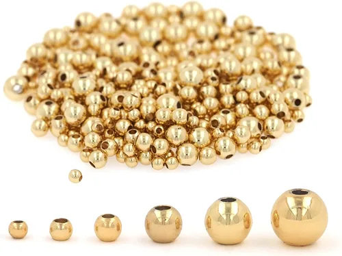 Vista 8 de 500 piezas de cuentas espaciadoras rellenas de plata que no se desvanecen fácilmente, cuentas redondas lisas, cuentas de bola sin uniones, cuentas
