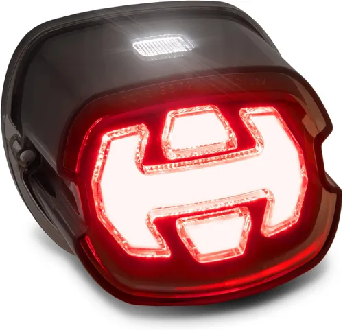 Luz trasera LED TRUE MODS para Harley Davidson - Luz de freno con flecha DOT de diseño cuadrado, luz trasera roja ahumada para Sportster Dyna Fatboy