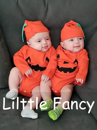 Vista 3 de Little Fancy Mameluco de calabaza con sombrero para bebé recién nacido