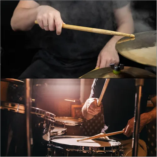 Vista 6 de PATIKIL - Baquetas de madera de arce antideslizantes 5A, negras, 1 par para percusión, instrumento musical de batería