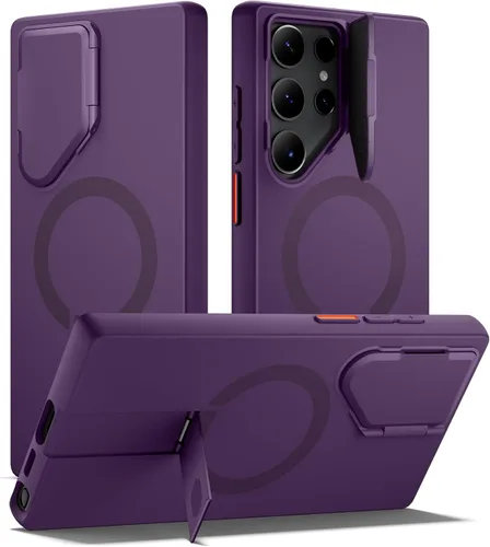 Vista 43 de SURITCH Funda para teléfono Samsung Galaxy S26 Plus, cubierta protectora magnética con cubierta de cámara y soporte de metal ajustable para Galaxy