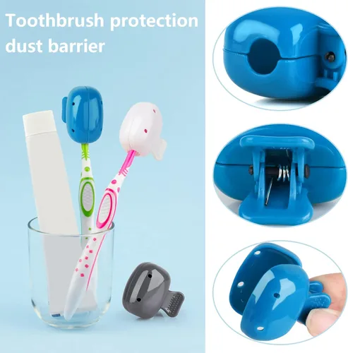 Vista 3 de Paquete de 6 fundas para cepillos de dientes portátiles para cepillos de dientes, clips de almacenamiento para cepillos de dientes, tapa